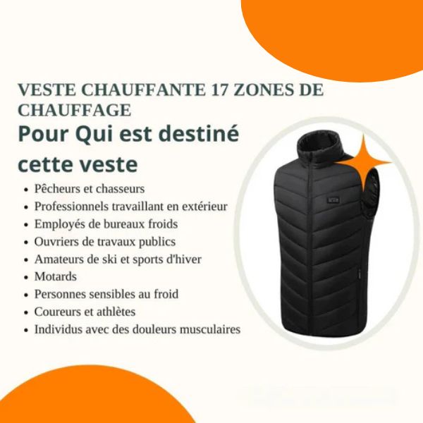 Veste Chauffante 17 zones de chauffage