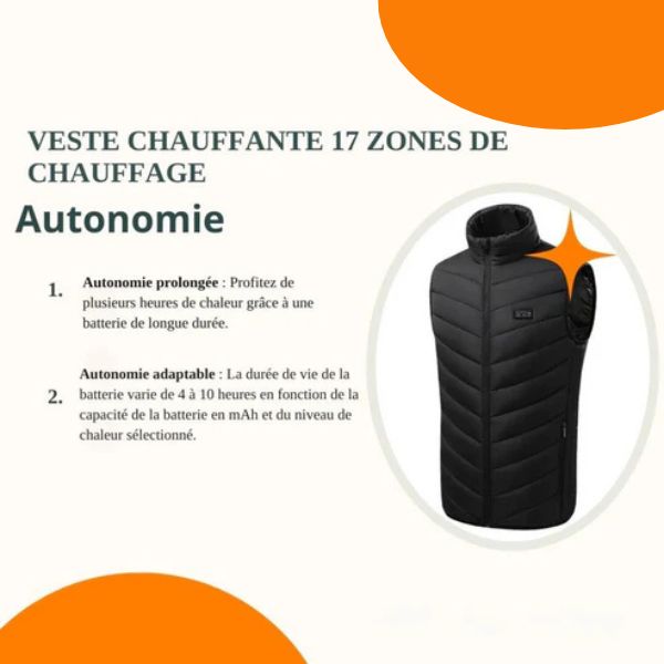 Veste Chauffante 17 zones de chauffage