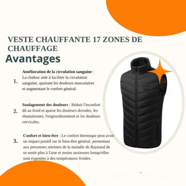 Veste Chauffante 17 zones de chauffage