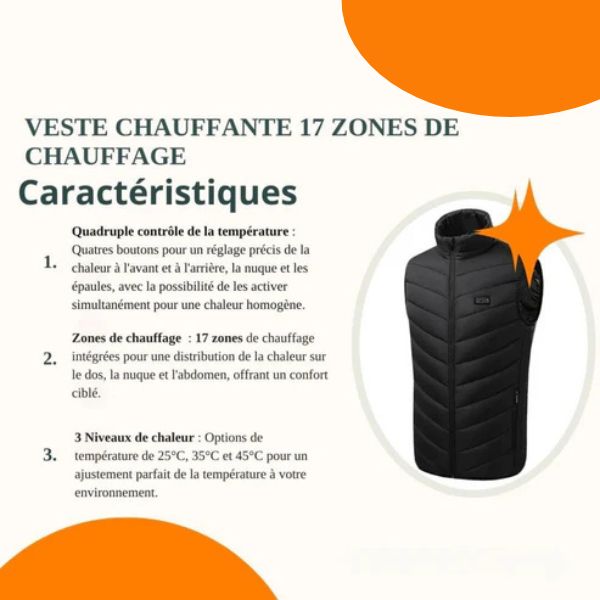 Veste Chauffante 17 zones de chauffage