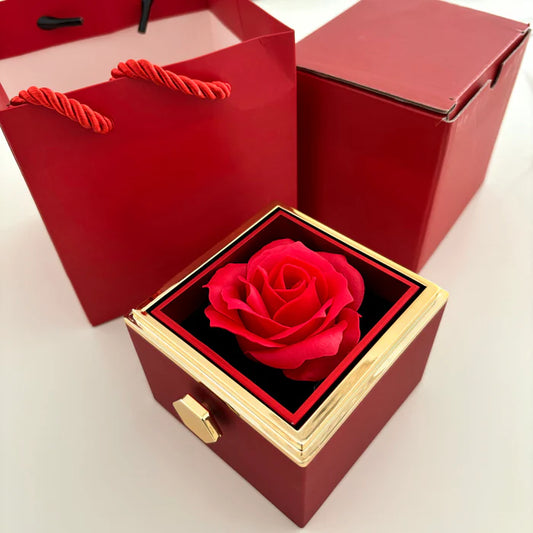 Coffret Rose Éternelle avec Bague Initiale